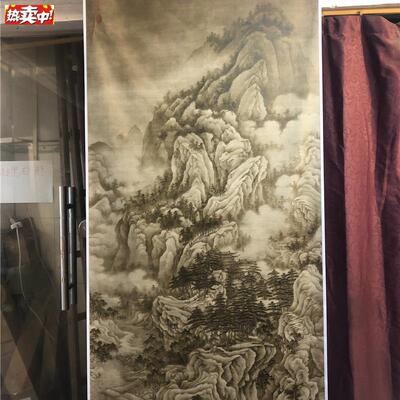 1:1真迹高清复制艺术微喷宣纸国画巨然湖山春晓图8j7*222cm
