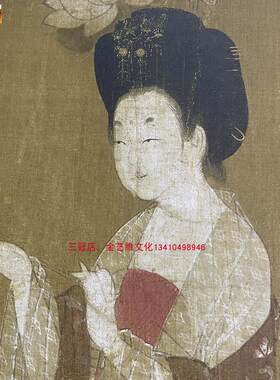 周昉簪花仕女图复制画工笔人物国画绢布画古风复古装饰画无框i国