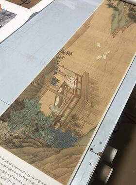 清樊圻饮乐宴(兰亭修v契图)绢本复制长卷古代工笔人物画28X392cm