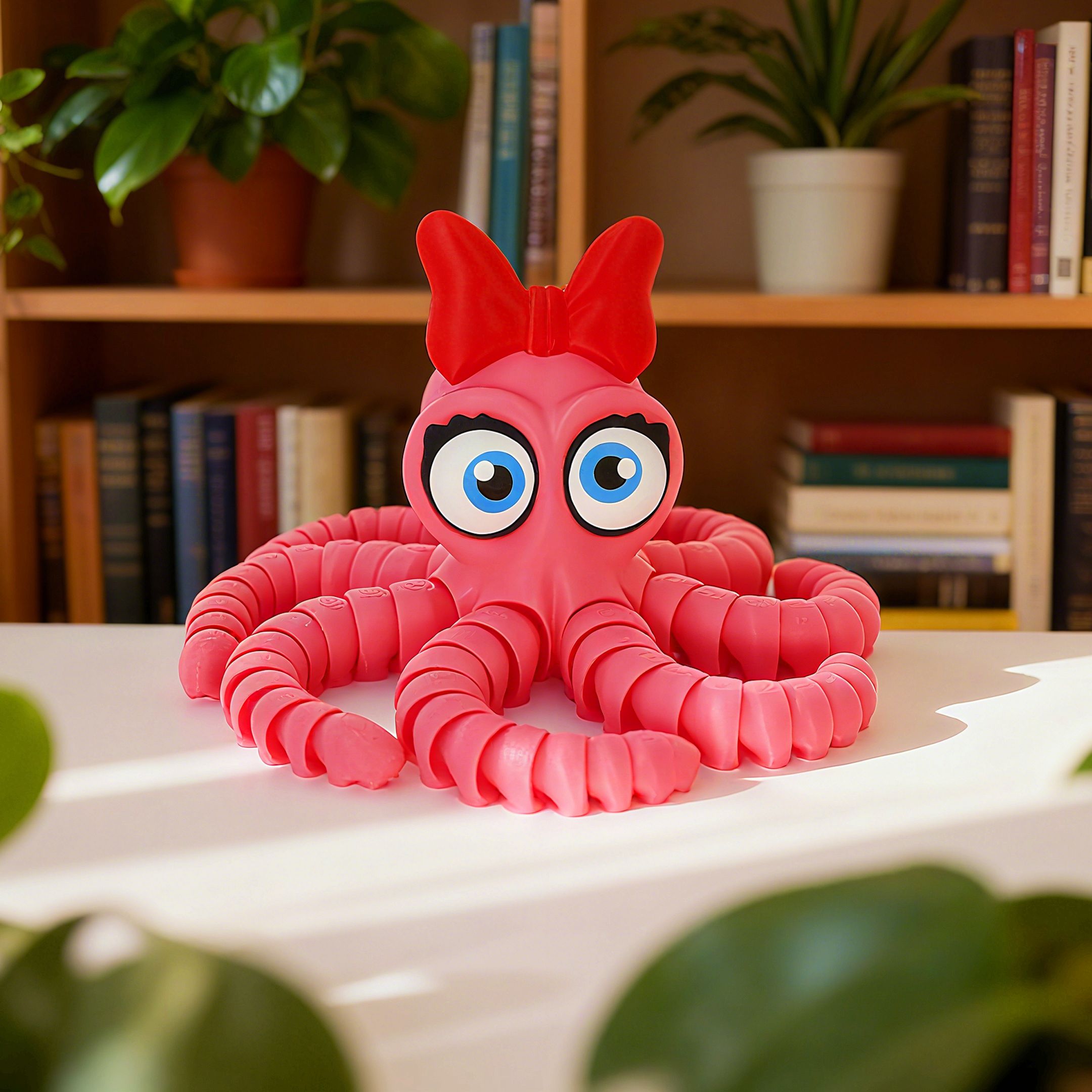 3D打印海洋可活动八爪鱼粉色大眼章鱼妹模型创意摆件手办儿童礼物