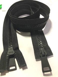 黑色8号树脂磨砂头93厘米双头双开拉锁右插SAB品牌羽绒服长拉链