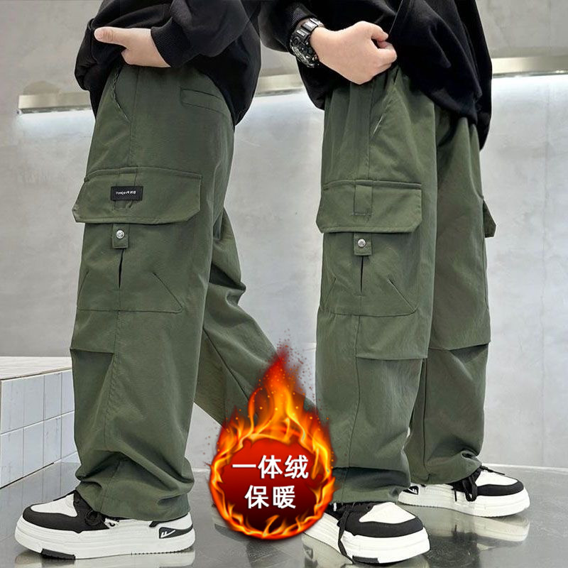 男童直筒工装裤秋冬季2025新款儿童加绒子中大童男孩帅气直筒长裤,童装/婴儿装/亲子装,裤子,淘宝优惠券,粉丝福利购,淘宝优惠卷