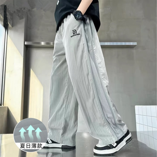 男童夏季冰丝速干防蚊直筒长裤
