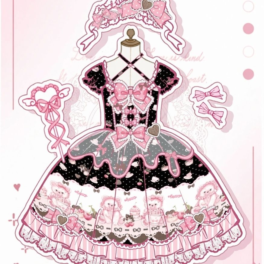 【藏香阁原创 樱桃宝宝熊】Lolita设计芭蕾洋装原创可爱jsk连衣裙