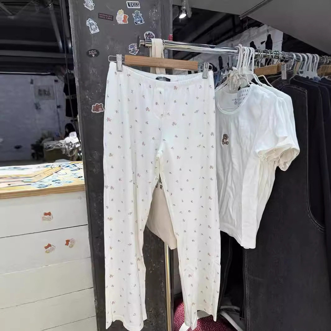 小海鸥秋冬季碎花松紧腰睡裤