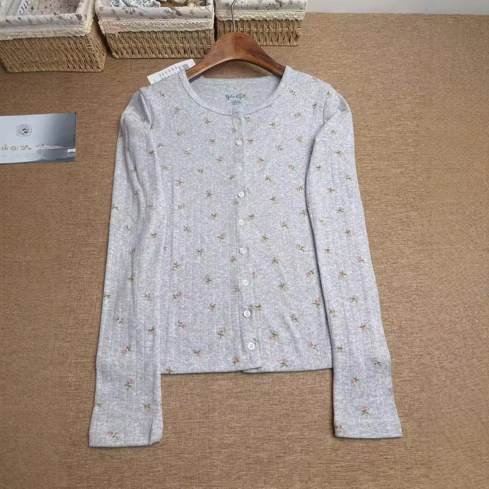 小海鸥秋冬碎花修身开衫