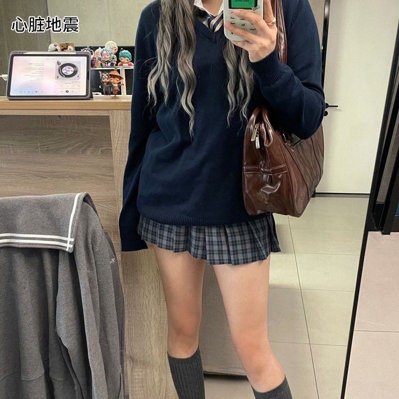 暮冬 原创jk制服格裙心脏地震秋冬百褶格子裙学生女半身裙校供感