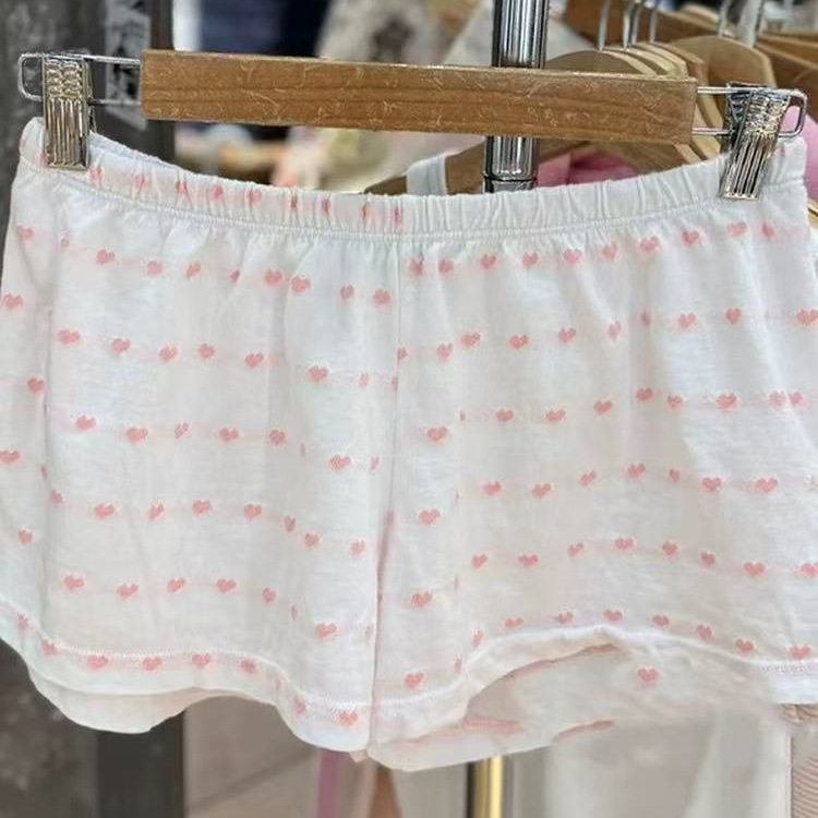 小海鸥粉色爱心印花短裤