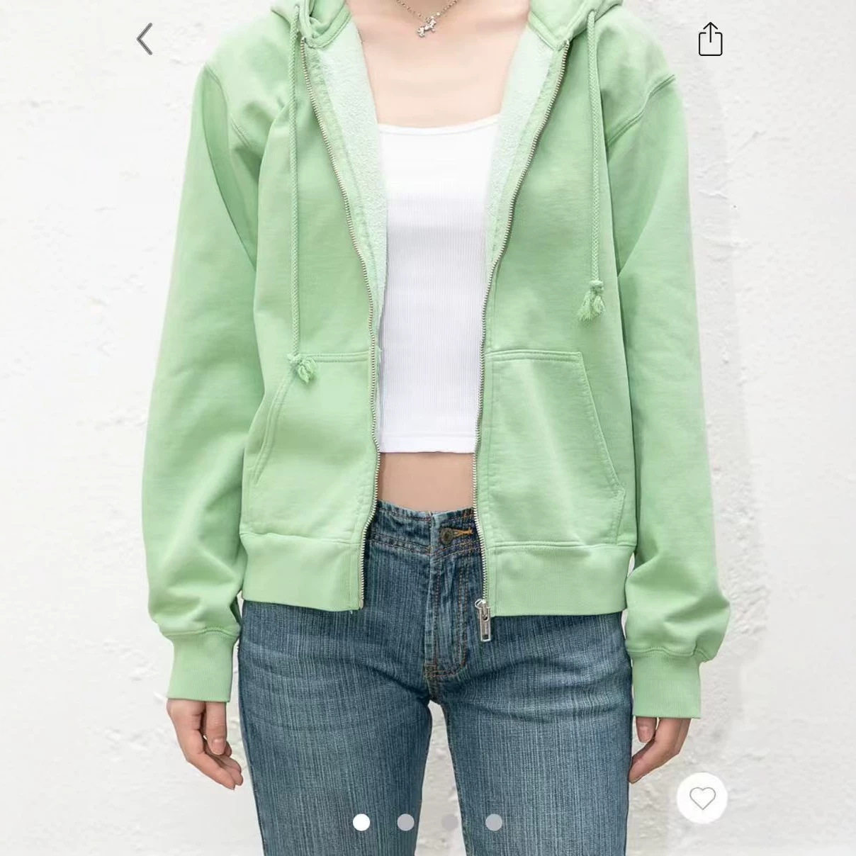 小海鸥草绿连帽卫衣女