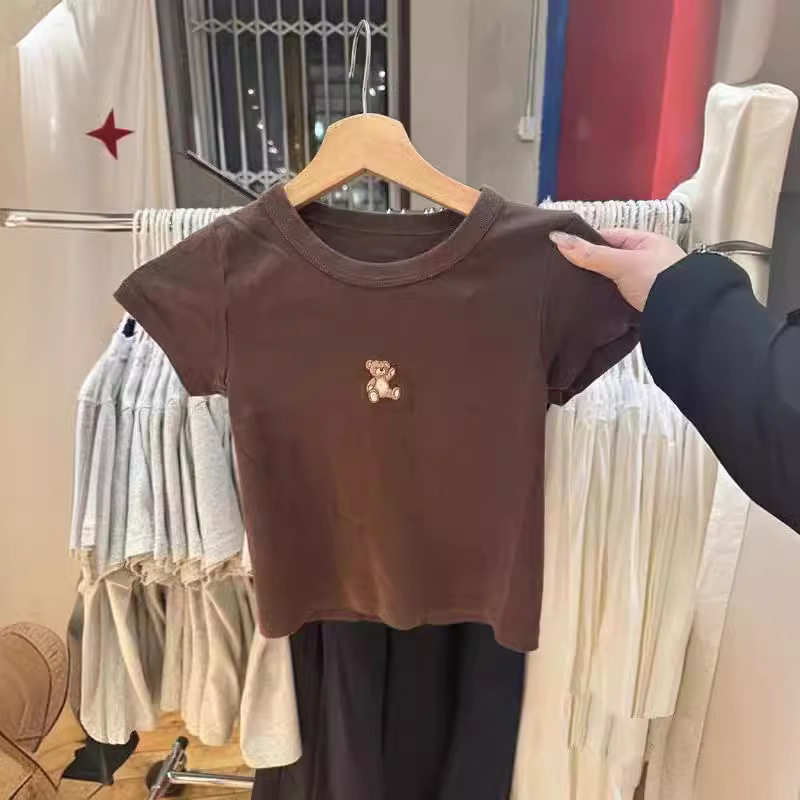 小海鸥美式小熊刺绣短袖