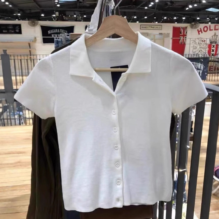 小海鸥辣妹纯欲翻领短款开衫