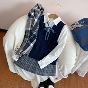 北岛鲸堂原创正版日系JK制服甜美纯欲收腰显瘦衬衫马甲格裙套装女