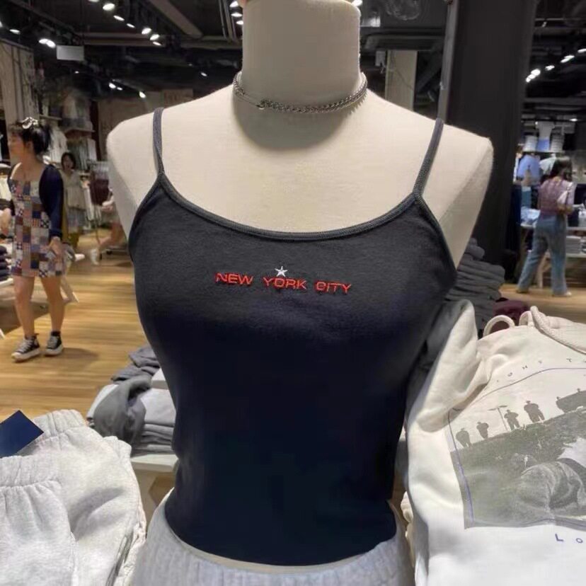 小海鸥纽约字母刺绣吊带背心