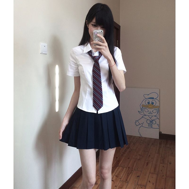 青春校供感衬衫日系百搭学生制服素色半裙白色上衣女东京岁时记JK