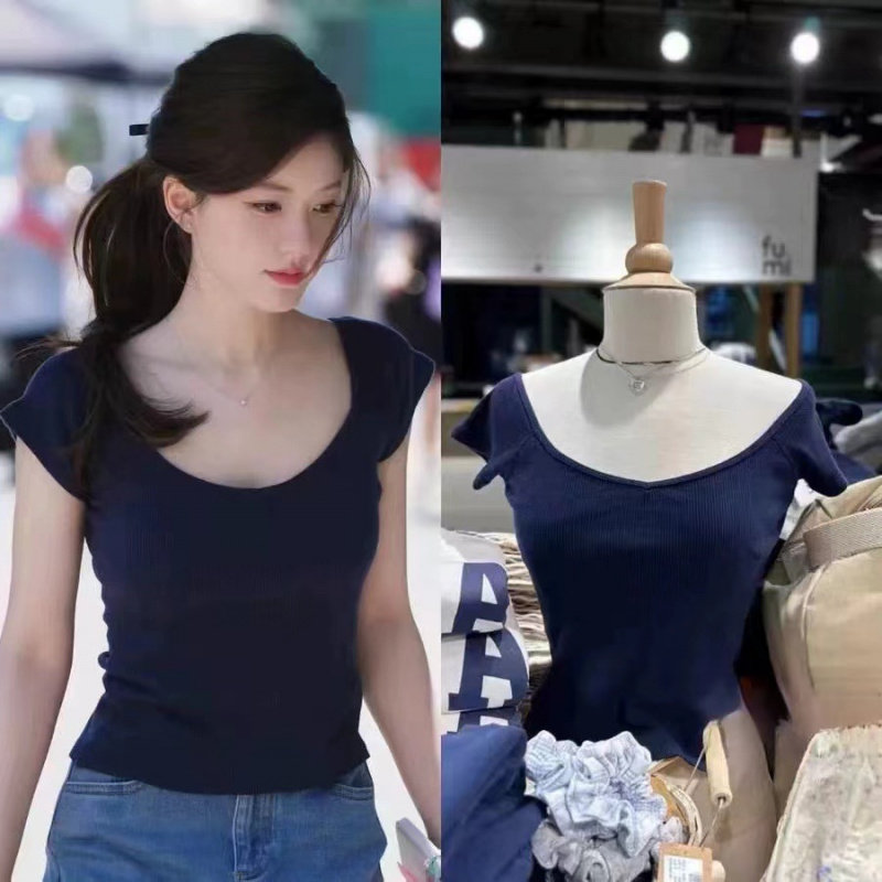 小海鸥美式复古露背短袖