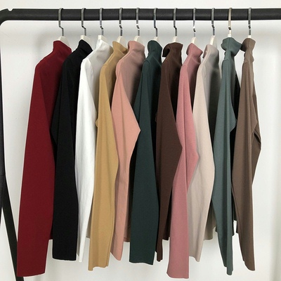 Autumn and winter women's thin T-shirt solid color top Korean new half high collar bottomed shirt long sleeve slim fit temperament inner match