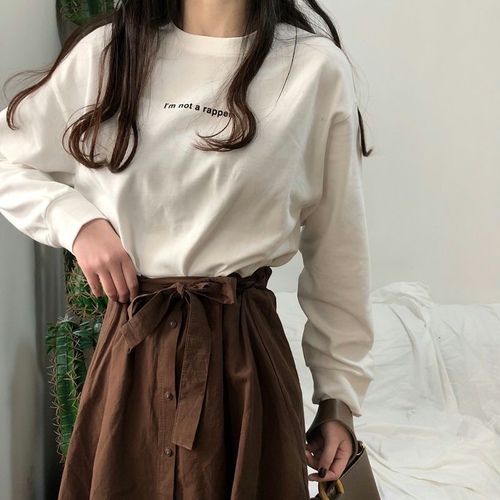 Thin autumn new women's clothing Korean long sleeve T-shirt women's clothing Korean loose simple letter top student