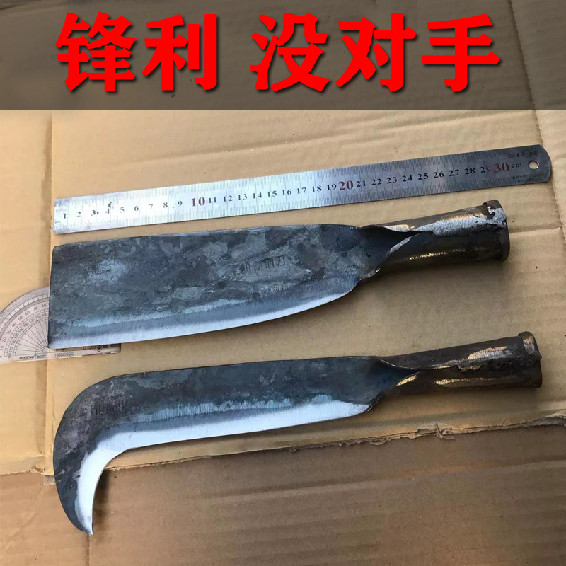 广西仙湖刀具砍甘蔗玉米镰刀轻便汽车钢板纯手工锻打一体弯刀柴刀 农机/农具/农膜 镰刀 原图主图