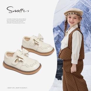 斯纳菲女童棉鞋冬季加绒儿童皮鞋二棉小女孩鞋子幼童宝宝保暖冬鞋