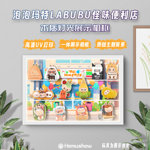 适用新款泡泡玛特Labubu怪味便利店场景展示盒盲盒手办收纳防尘