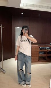 女装 200斤小众T恤大码 女春季 北尧世家韩系重工刺绣小马正肩短袖