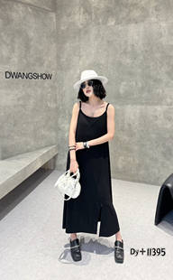 女装 胖妹妹显瘦百搭开叉吊带连衣裙女夏季 200斤内搭长裙百搭大码