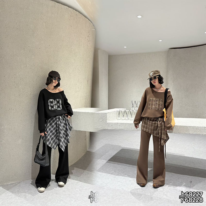 胖妹妹加肥加大套装女秋季200斤宽松卫衣屁帘裤两件套大码女装图片