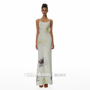 莲的百万2025年4.14日晚8点开售山谷绿百合原创印花吊带连衣裙