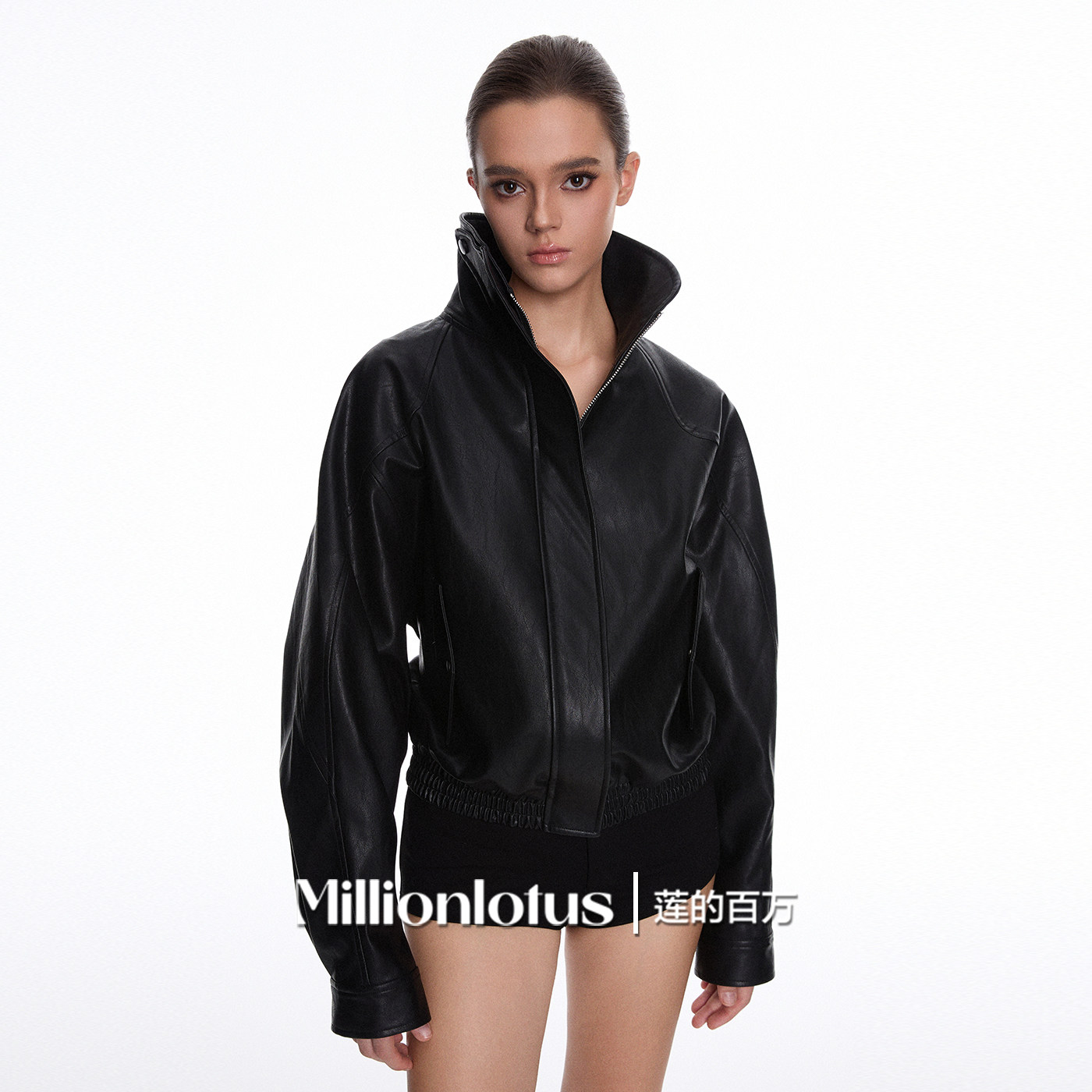 莲的百万  新款潮牌美式复古宽松秋冬季百搭短款皮外套短裤套装,女装/女士精品,时尚套装,淘宝优惠券,粉丝福利购,淘宝优惠卷