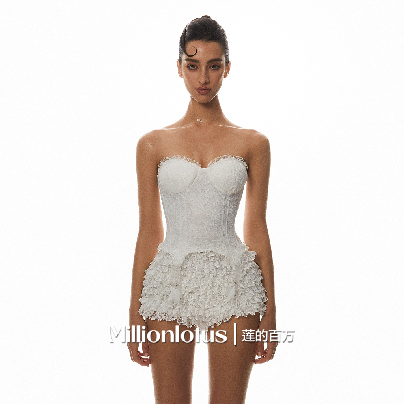 莲的百万 蕾丝花边挂坠鱼骨胸衣浪漫蕾丝蛋糕裙裤套装,女装/女士精品,时尚套装,淘宝优惠券,粉丝福利购,淘宝优惠卷