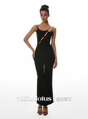 莲的百万黑色绑带多种穿法小众设计连衣裙吊带连衣裙显瘦长裙