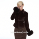 莲 口毛领拼接狐狸毛整体贵气时尚 百万 高级棕红色草草外套袖