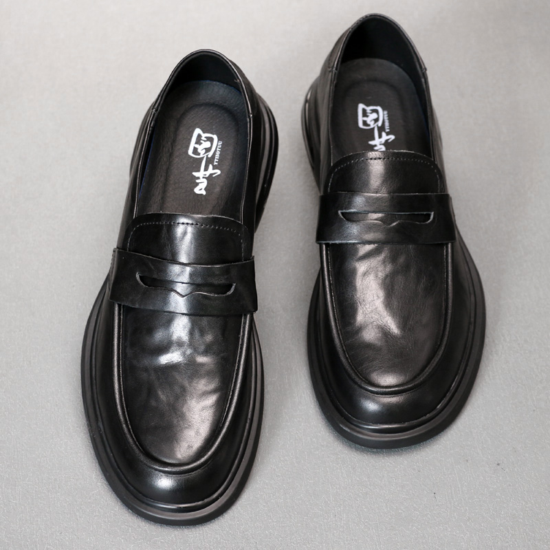 头层牛皮春季新款男士商务休闲套脚皮鞋高端真皮男款一脚蹬男