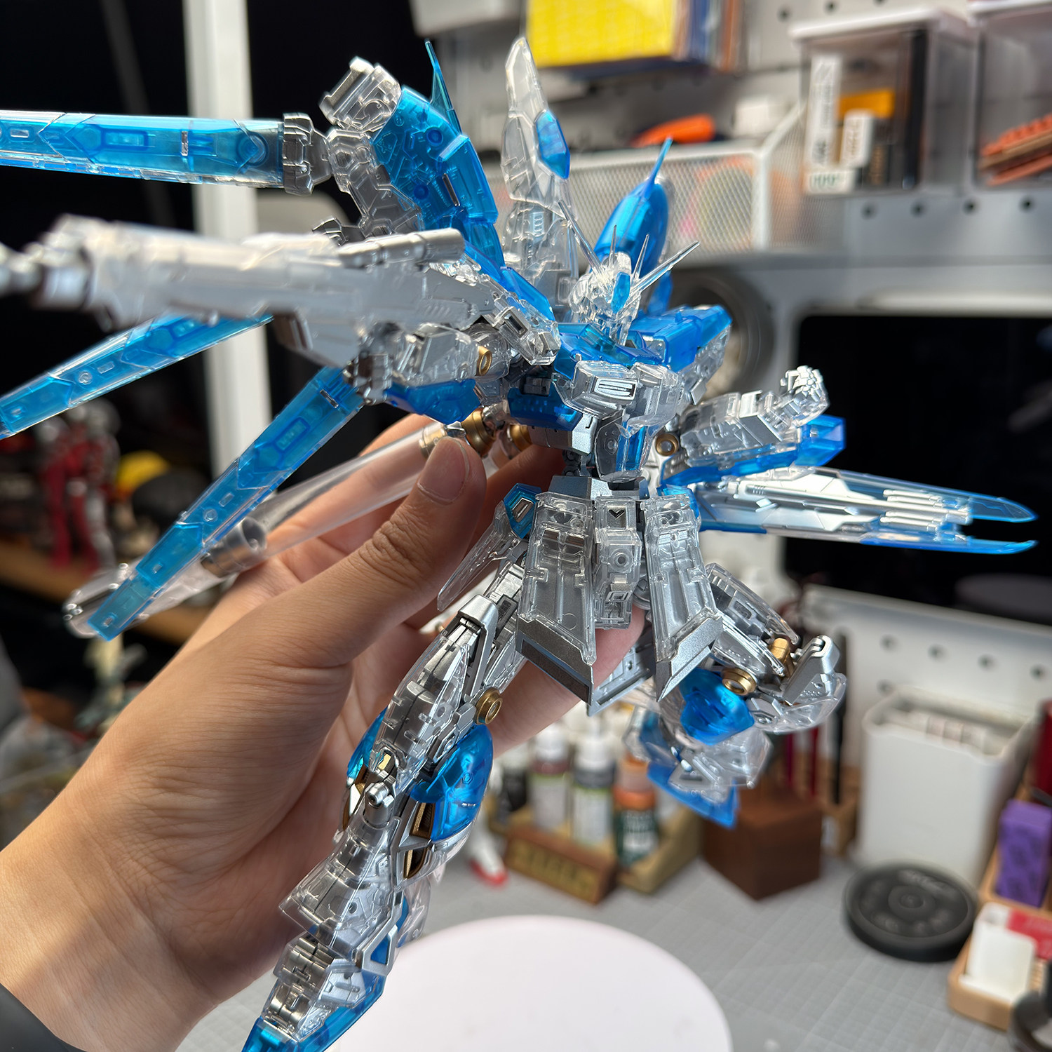 筑匠rg板喷UV电镀彩透海牛1/144Hi-v阿姆罗 附3面罩 拼装模型玩具
