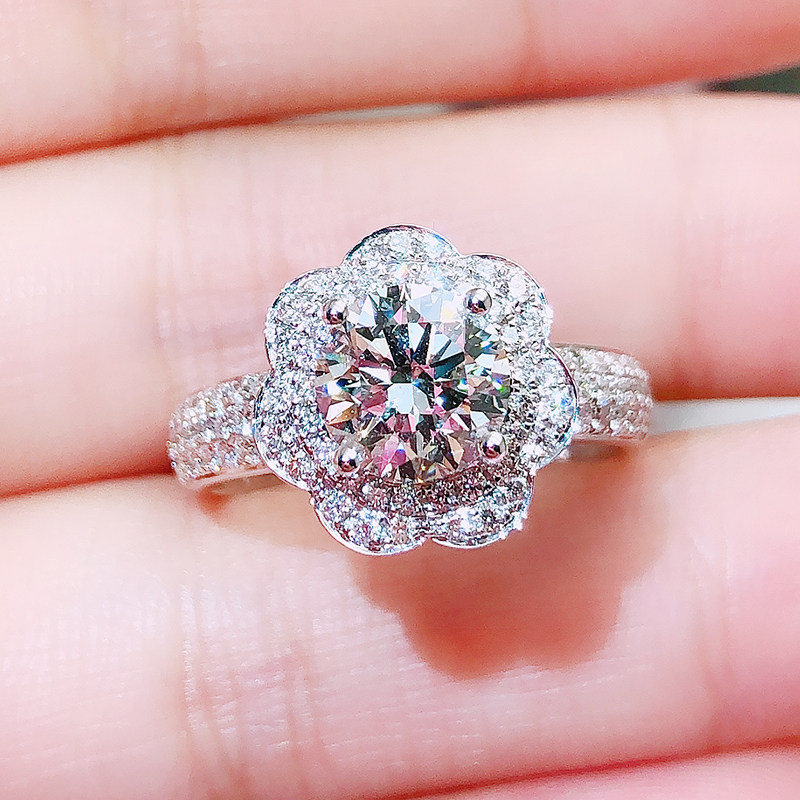 正品gia裸钻1.5克拉钻石女戒50分群镶花型戒指显大求结婚钻戒定制