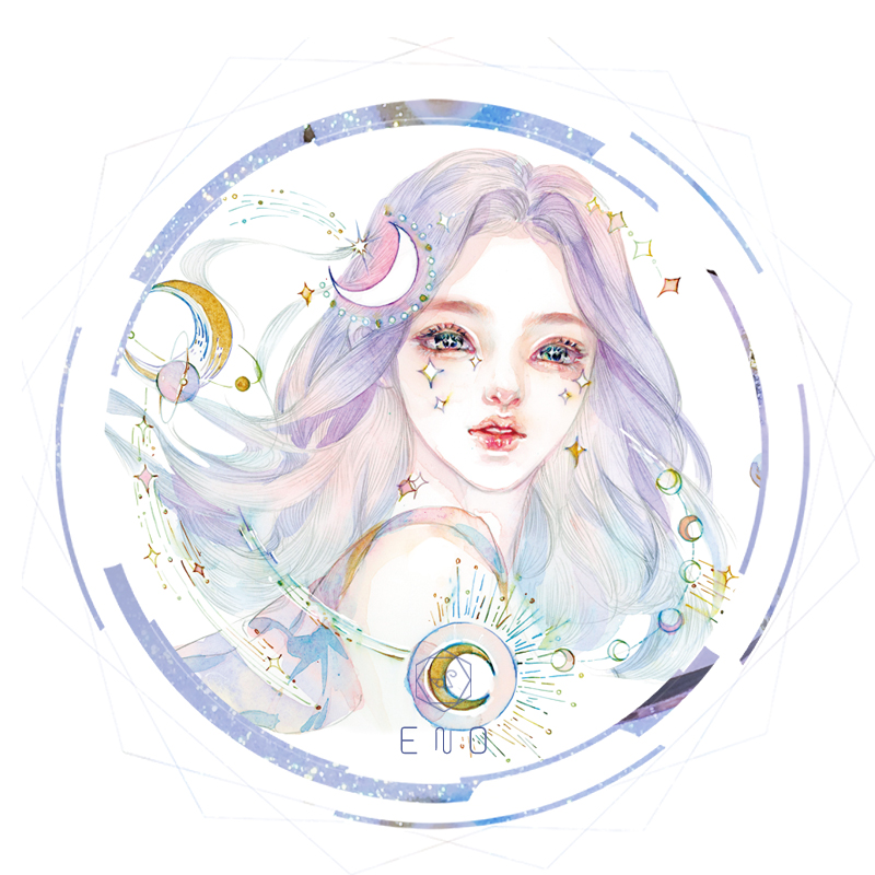 ENO 若风 特殊油墨和纸胶带整卷手帐女神人物星空梦幻贴纸diy装饰