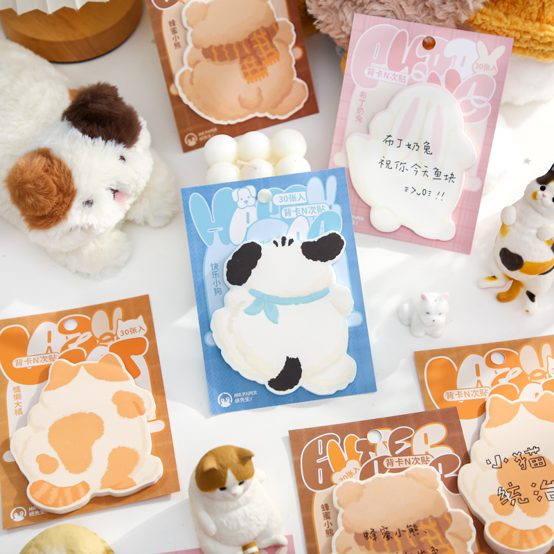 翻墙小分队背卡N次贴便利贴可爱动物萌宠手帐留言备忘素材便签纸