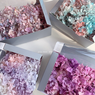 高货彩色安娜绣球永生花礼盒玻璃罩钥匙扣车挂浮游瓶制作花材头饰