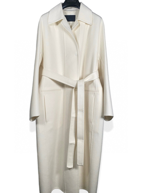 GIADA迦达米兰代购2024秋冬新款长款白色双面羊绒大衣