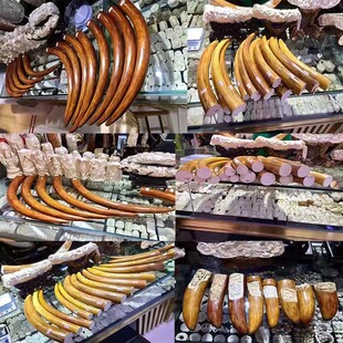 天然猛犸象牙摆件原牙整根大牙尖单摆大对牙对摆牙雕猛犸摆件文玩