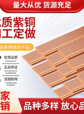 定制加工t2铜排接地汇流紫铜排扁条镀锡空开接线连接片母排铜条