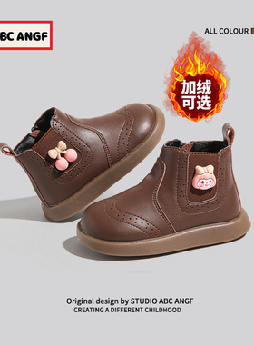 ABC ANGF女童马丁靴2026冬季新款宝宝公主鞋短靴学步鞋儿童皮靴子