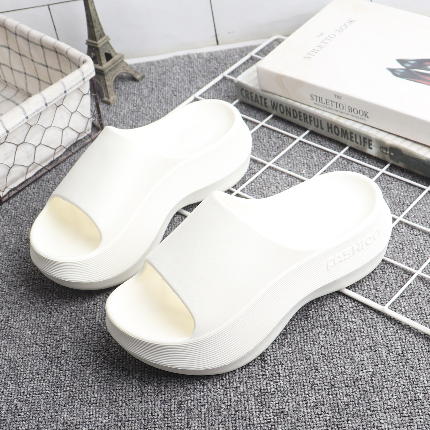 夏纯色坡跟厚底一字拖女外穿增高6CM松糕底防滑踩屎感轻便凉拖鞋,居家布艺,居家凉拖/凉鞋,淘宝优惠券,粉丝福利购,淘宝优惠卷