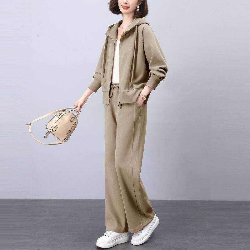 时尚洋气休闲套装女春秋季2025年新款开衫卫衣阔腿裤运动服两件套