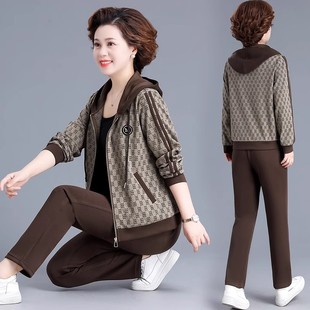 春装 爆款 外套洋气运动服套装 春秋季 上衣两件套 中老年女装 2025新款