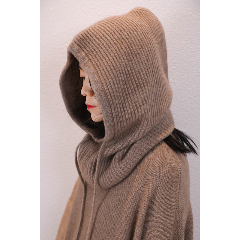 多功能加厚羊绒针织脖套帽子一体