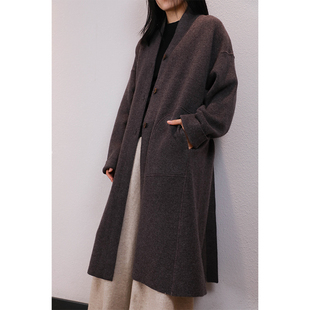 羊绒开衫 重磅加密手工剪裁A字立领中长款 大衣外套 流金岁月 东雍