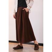 东雍 赫本风 复古提花压褶加密显瘦带兜羊绒针织A字半身裙长裙