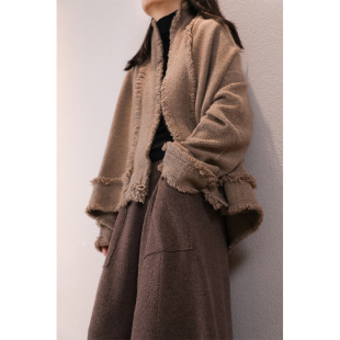 外套 重磅一衣多穿手工毛边小麦纹羊绒开衫 东雍 这个冬天不太冷