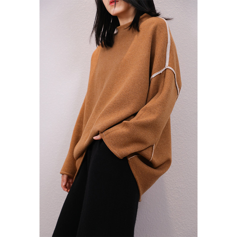 东雍 慵懒宽松加密粗精纺一体双面两穿卷边羊绒针织毛衣套头衫,女装/女士精品,羊绒衫,淘宝优惠券,粉丝福利购,淘宝优惠卷